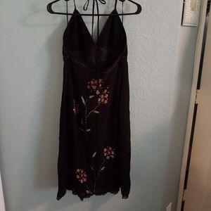 Cocktail Dress - Black Silk with Asian Influence